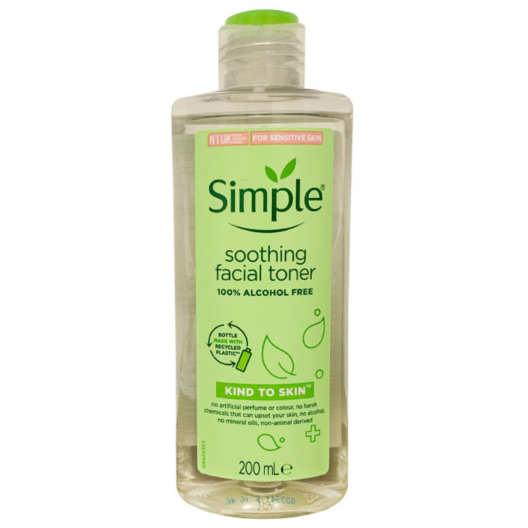 تونر پاک کننده صورت سیمپل مدل Soothing حجم 200 میلی لیتر